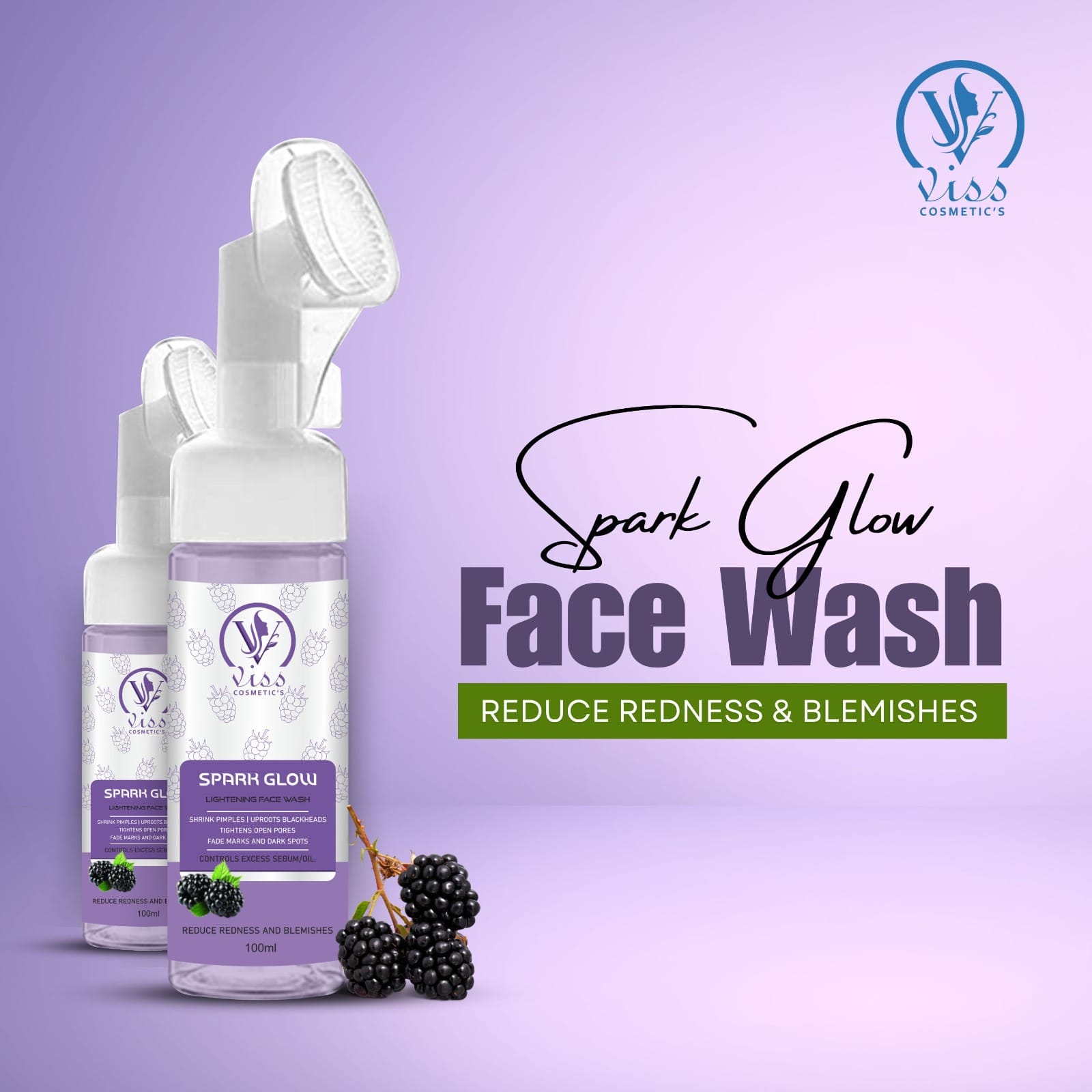 Visscosmetics Spark Glow Face Wash - Reduce Redness & Blemishes